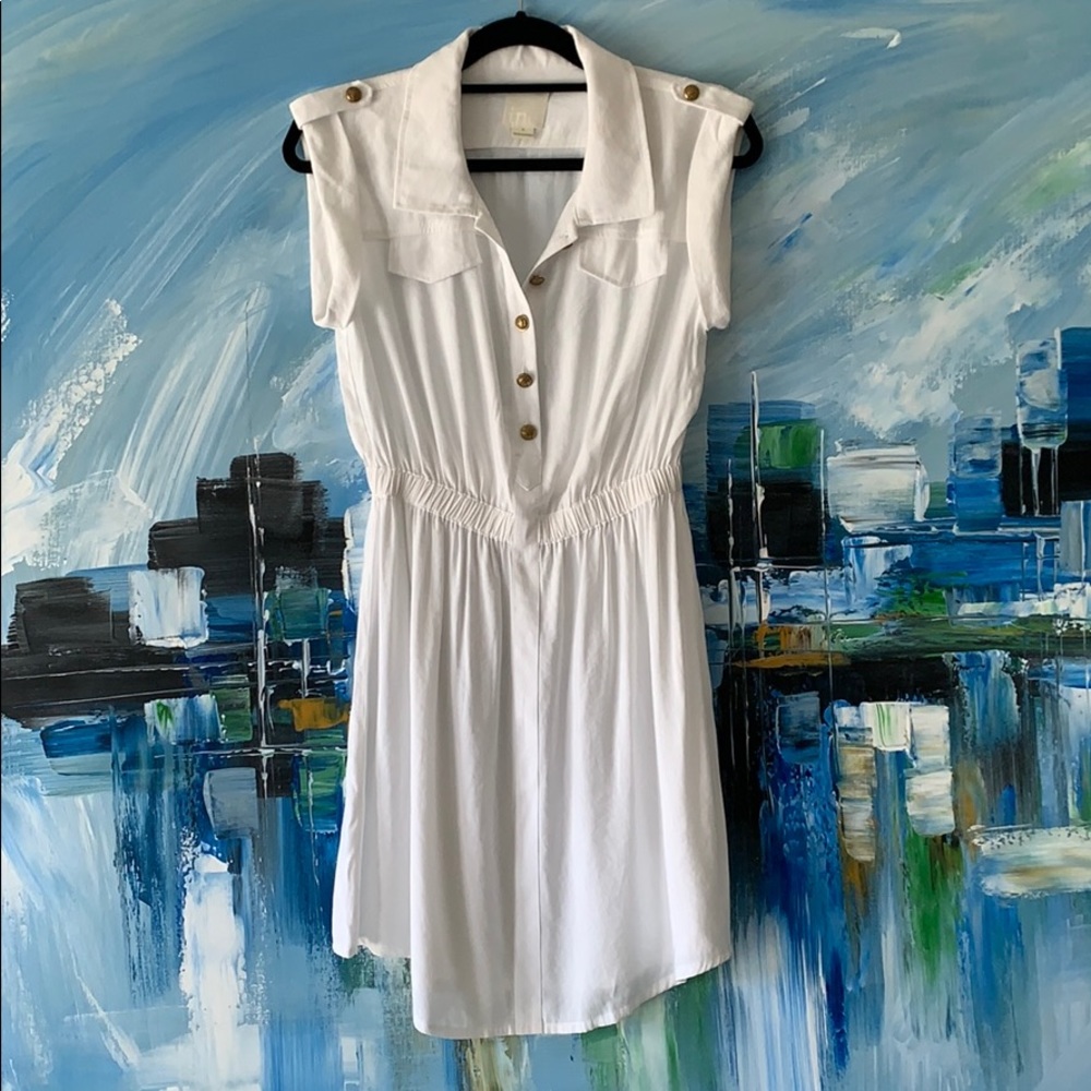 Line & Dot White Shirt Dress Sz S